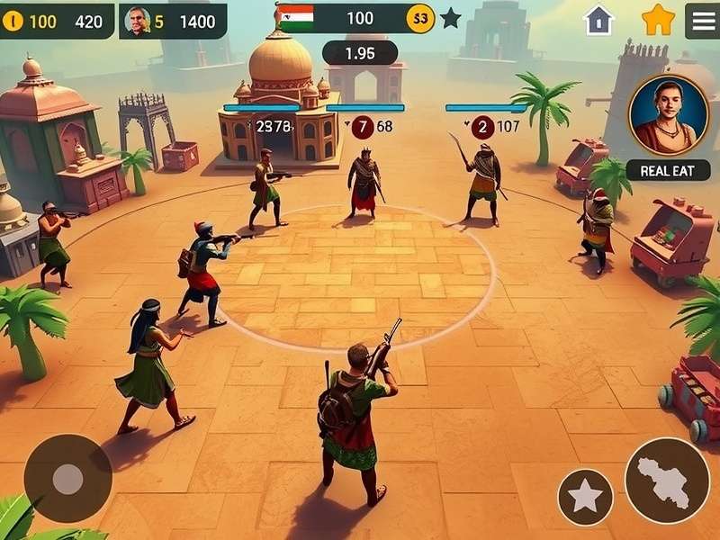 Free Fire Taj Troopers battle strategy showing map and player positions